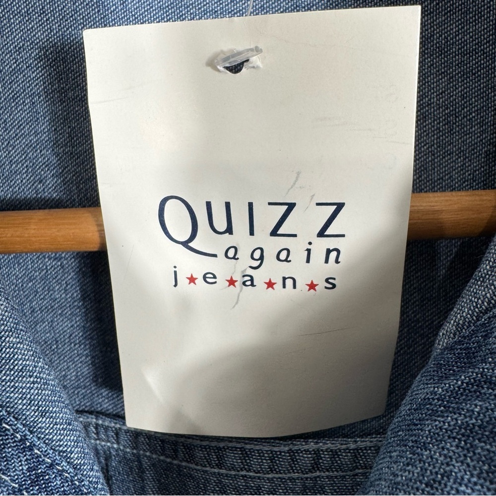 Vintage Women’s Quizz Again Patriotic Denim Shirt L Red White Blue Americana - Picture 8 of 9